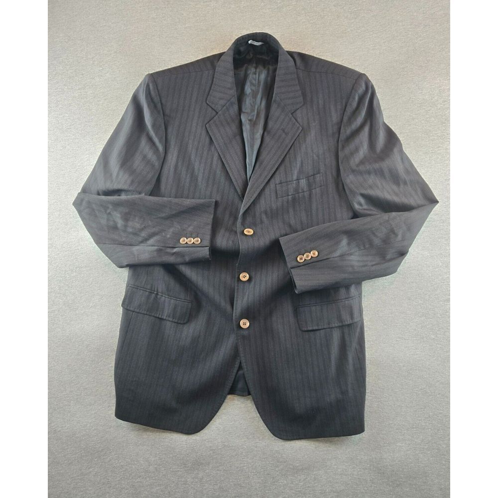 Dolce Gabbana Mens Striped Wool Blazer Jacket Black Large 42R - Made In Italy